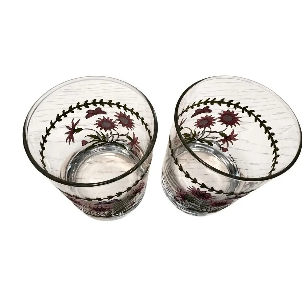 Set of 2 Portmeirion Botanic Garden Treasure Flower 12 Oz Glasses